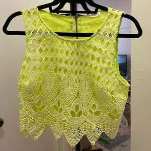 Neon yellow/green Lush lace crop top